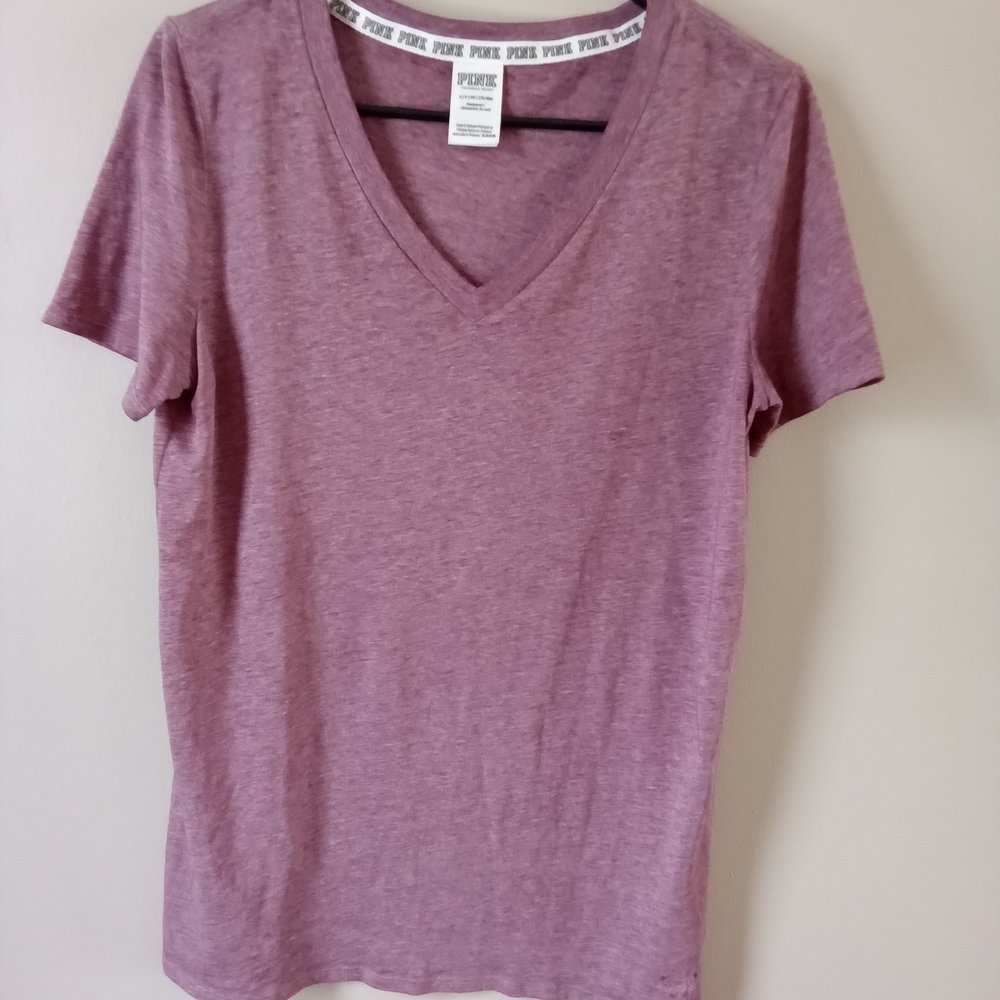 PINK Victoria's Secret Soft V-Neck Tee in Heathered Purple